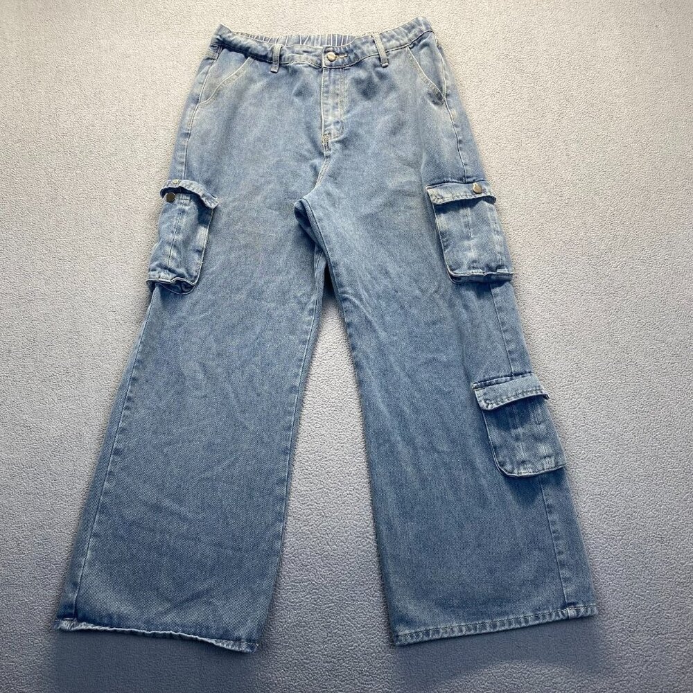 RILEY & JAMES Womens Wide Leg Cargo Denim Jean Size XL Stretch